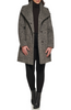 Image of Kenneth Cole Asymmetric Wool Blend Boucle Coat - Charcoal