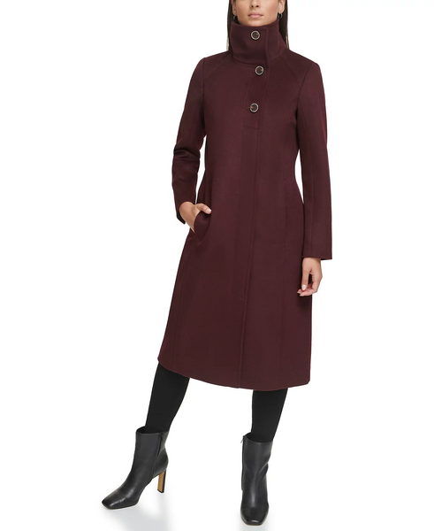 Herlipto ゆうみWool-Blend Melton Coat Kenneth Cole Melton Wool Blend Stand Collar Walker Coat
