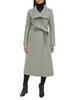 Image of Kenneth Cole Convertible Collar Wool Blend Belted Maxi Coat - Sage