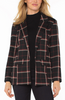 Image of Liverpool Open Front Boyfriend Blazer - Black/Red Tattersall Plaid