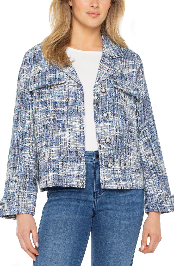 Liverpool Boxy Tweed Jacket - Blue Multi