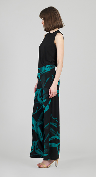 Clara Sunwoo Abstract Print Palazzo Pant - Teal/Black