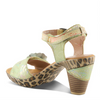 Image of L'Artiste by Spring Step Wildcat Mixed Media Leopard/Floral Block Heel Sandal-Lime Multi