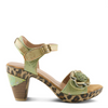 Image of L'Artiste by Spring Step Wildcat Mixed Media Leopard/Floral Block Heel Sandal-Lime Multi