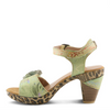 Image of L'Artiste by Spring Step Wildcat Mixed Media Leopard/Floral Block Heel Sandal-Lime Multi
