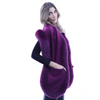 Image of La Fiorentina Fox Fur Trimmed Cashmere Scarf with Pockets - Plum