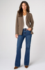 Image of Liverpool Fitted Cutaway Single Button Front Closure Blazer - Olive/Multicolor