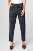 Image of Liverpool Kayla Plaid Print Pull-On Trouser - Navy/Tan