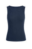 Image of Liverpool Sleeveless Rib Knit Boat Neck Top - Navy