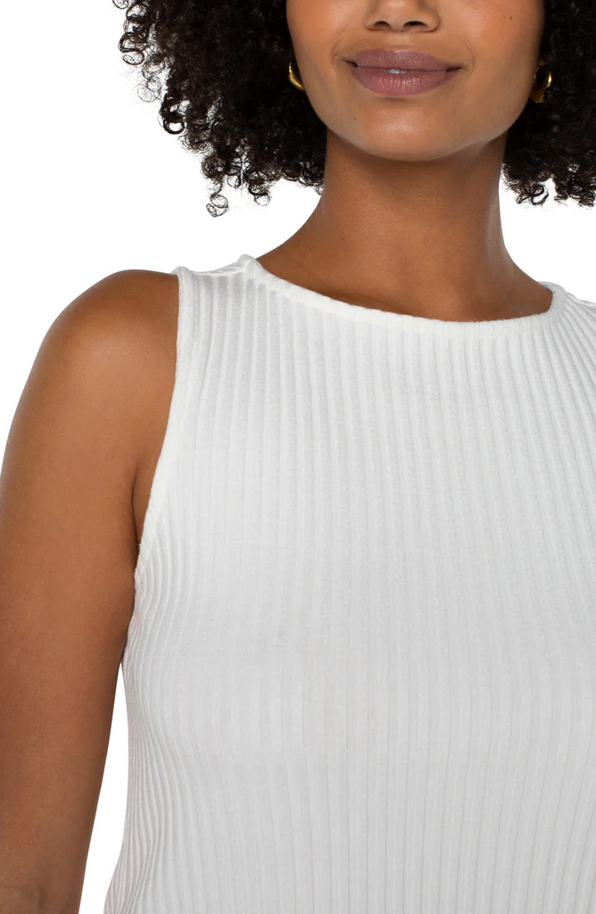Liverpool Sleeveless Rib Knit Boat Neck Top - Snow