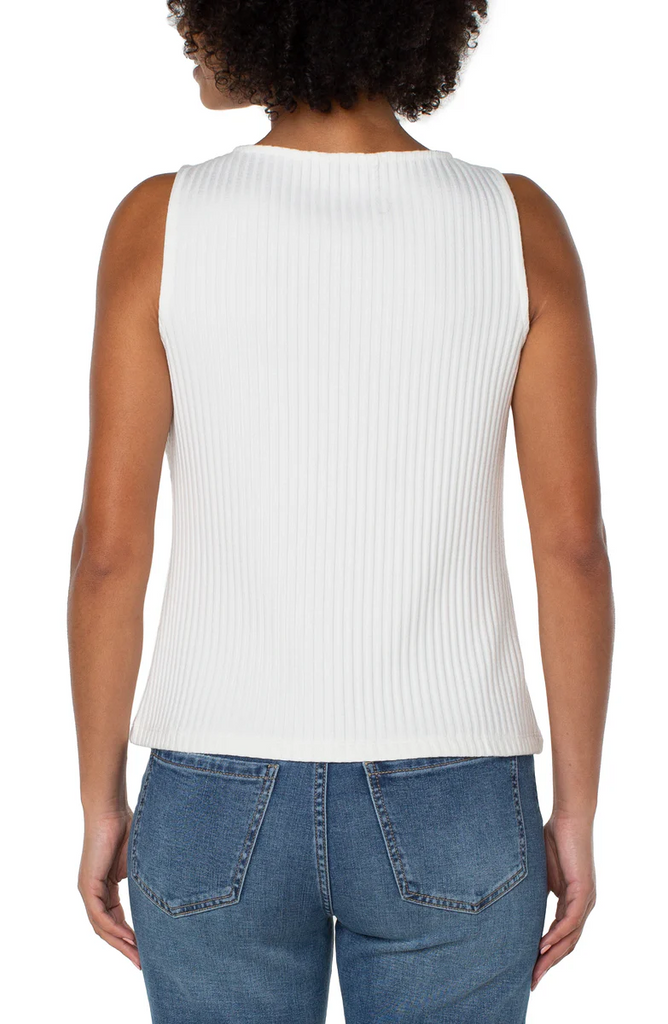 Liverpool Sleeveless Rib Knit Boat Neck Top - Snow