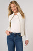 Image of Liverpool Reversible Zip Front Closure Quilted Cable Knit Sweater Vest - Cream