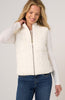 Image of Liverpool Reversible Zip Front Closure Quilted Cable Knit Sweater Vest - Cream