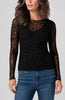 Image of Liverpool Long Sleeve Layered Mesh Knit Top - Black Roses