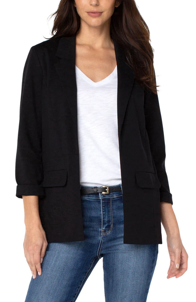 Liverpool Open Front Boyfriend Blazer with Princess Darts - Black