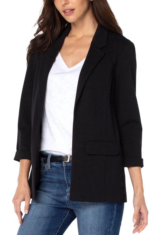 Liverpool Open Front Boyfriend Blazer with Princess Darts - Black
