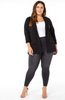 Image of Liverpool Plus Size Open Front Boyfriend Blazer with Princess Darts - Black