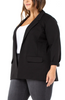 Image of Liverpool Plus Size Open Front Boyfriend Blazer with Princess Darts - Black