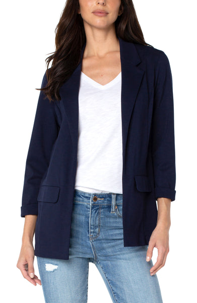 Liverpool Open Front Boyfriend Blazer with Princess Darts - Cadet Blue