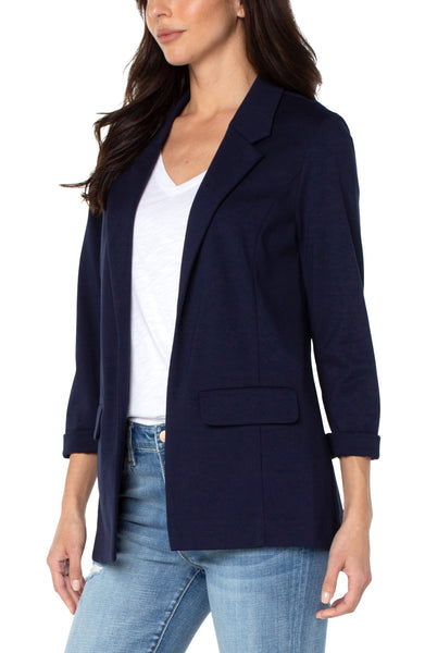 Liverpool Open Front Boyfriend Blazer with Princess Darts - Cadet Blue