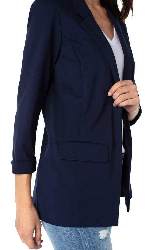 Liverpool Open Front Boyfriend Blazer with Princess Darts - Cadet Blue