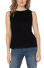 Image of Liverpool Sleeveless Rib Knit Boat Neck Top - Black