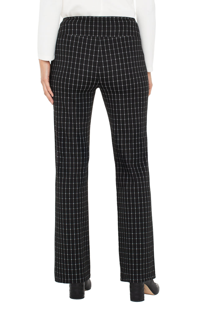 Liverpool Pearl Pintuck Flare Windowpane Check Pant - Black/White