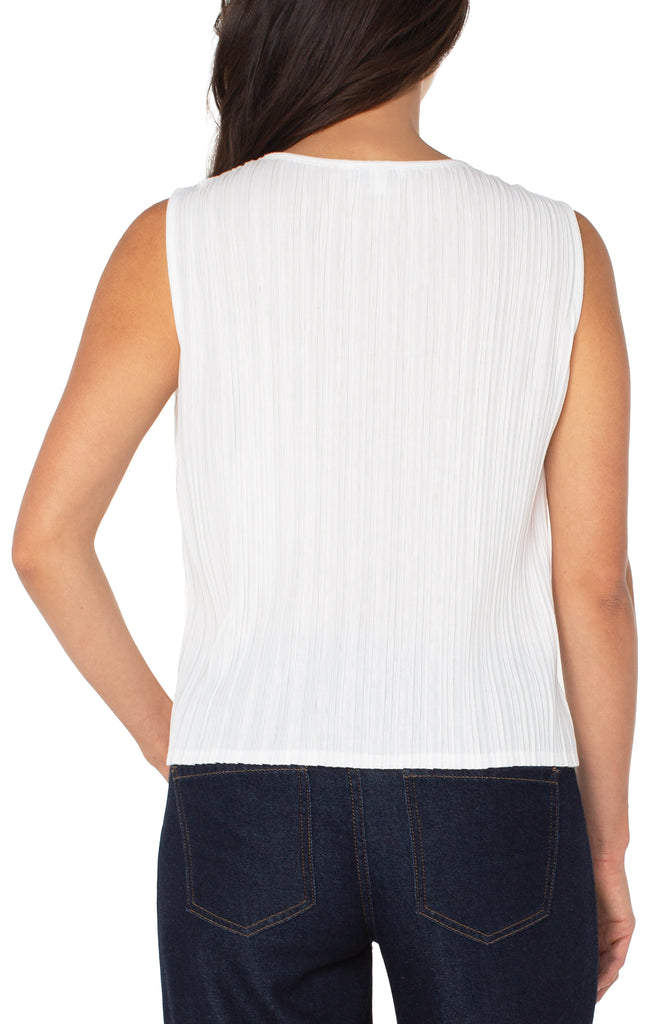 Liverpool Pleated Knit Sleeveless Boat Neck Shirt - Vintage White