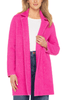 Image of Liverpool Notched Lapel Open Front Herringbone Eyelash Knit Coatigan - Deep Raspberry Pink
