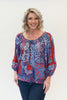 Image of Lola P. Paisley Print Tassel Detail Top - Blue/Red/Multicolor *Take 25% Off*