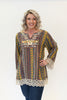 Image of Lola P. Embroidered Lace Trim Top - Multicolor