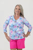 Image of Lulu-B V-Neck Fireworks Print 3/4 Sleeve Top - Multicolor