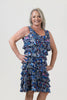 Image of Lulu-B Constitution Print Sleeveless Ruffled Cha Cha Dress - Navy/Multicolor