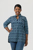 Image of Lulu-B Button V-Neck Tunic - Navy/Multicolor