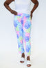 Image of Lulu-B Coral Print Pull On Capri Pants - Multicolor