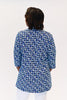 Image of Lulu-B Button V-Neck Geometric Lines Print Tunic - Blue/Multicolor