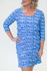 Image of Lulu-B Chevron Print 3/4 Sleeve Cha Cha Dress - Blue/Multicolor *Take 35% Off*
