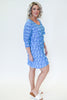 Image of Lulu-B Chevron Print 3/4 Sleeve Cha Cha Dress - Blue/Multicolor
