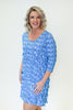 Image of Lulu-B Chevron Print 3/4 Sleeve Cha Cha Dress - Blue/Multicolor
