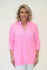 Image of Lulu-B Button V-Neck Digital Helix Print Tunic - Pink/Multicolor