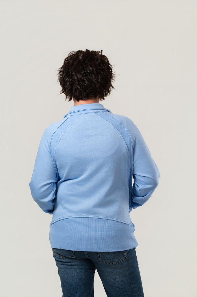 Lulu-B Scuba Knit Zip Front Jacket - Clear Light Periwinkle