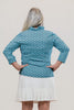 Image of Lulu-B Ruffle Neck Rope Print 3/4 Sleeve Top - Navy/Turquoise