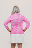 Image of Lulu-B 3/4 Sleeve Polo Collar Geometric Print Top - Pink/White/Green
