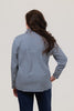 Image of Lulu-B Quarter Zip Stripe Print Long Sleeve Top - Navy/White