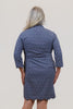 Image of Lulu-B Scallop Trim 3/4 Sleeve Rope Print Dress - Navy/White