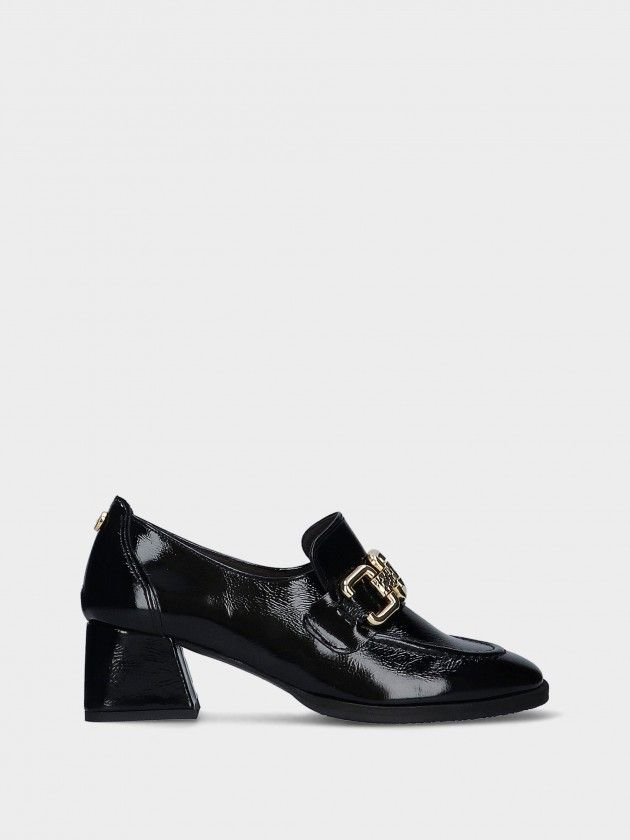 MLV Shoes Carolina Patent Leather Block Heel Loafer - Black
