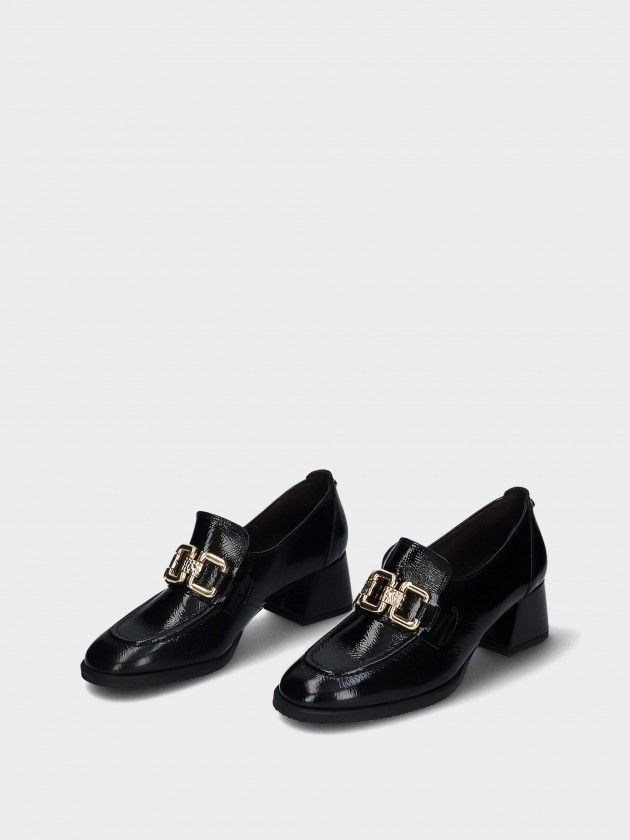 MLV Shoes Carolina Patent Leather Block Heel Loafer - Black