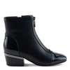 Image of Azura Mozza Patent Detail Side Zip Low Heel Boot - Navy