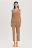 Image of Ming Wang Mid-Length Scoop Neck Knit Tank Top - Warm Taupe