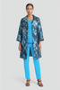 Image of Ming Wang Jacquard Woven Abstract Print Topper - Deep Teal/Tranquil Blue